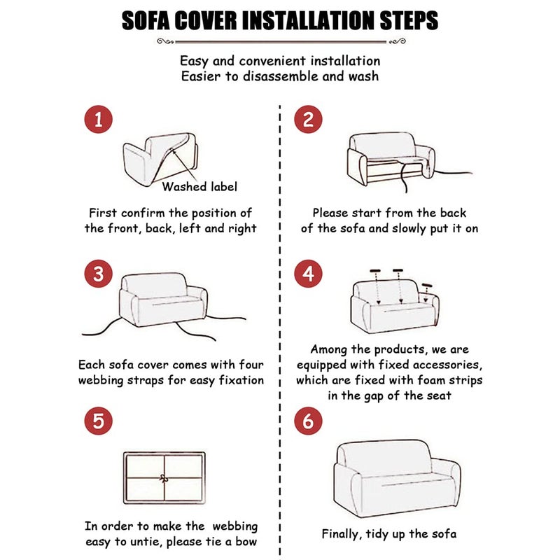 Shukii Stretch Couches Cover Sofa Covers Slipcovers Arm-Chair Fitted Furniture Protector Printed Fabric Couch Cover with 1 Pillowcases (1-Seat 30-52inch) - Image 5